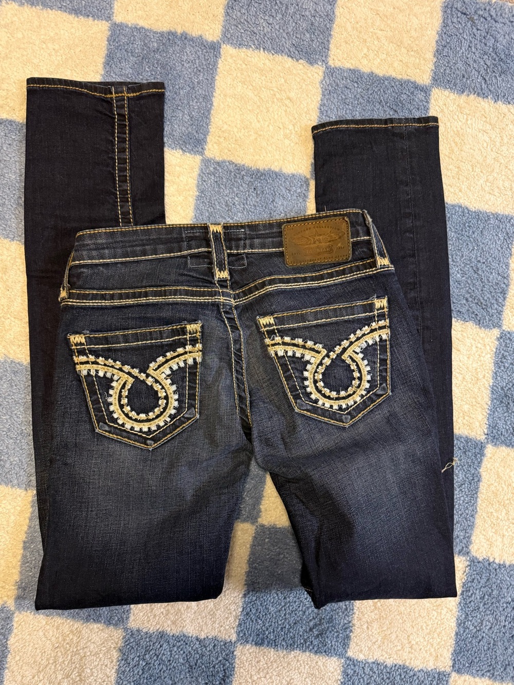 Big Star Dark Wash Skinny Jeans with Contrast Stitching - Picture 4 of 5